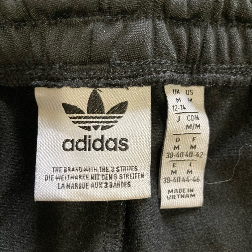 ADIDAS Mens Sz M Joggers Jogging Training Pants Black w/ White Stripes Stretch - Picture 11 of 13